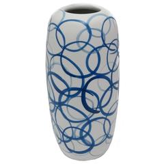 Tall White with Blue Circles Vase, China, Contemporary 7