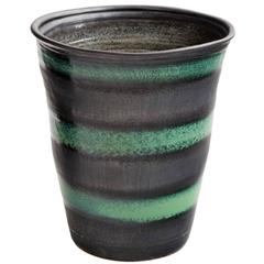 Black and Green Stripe Matte Glaze Ceramic Planter 1