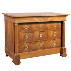 Large French Empire Commode with 4 Drawers 
Columns, ca. 1810