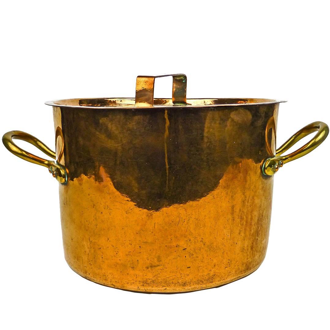 Large English Copper Two-Handled Pot, circa 1875