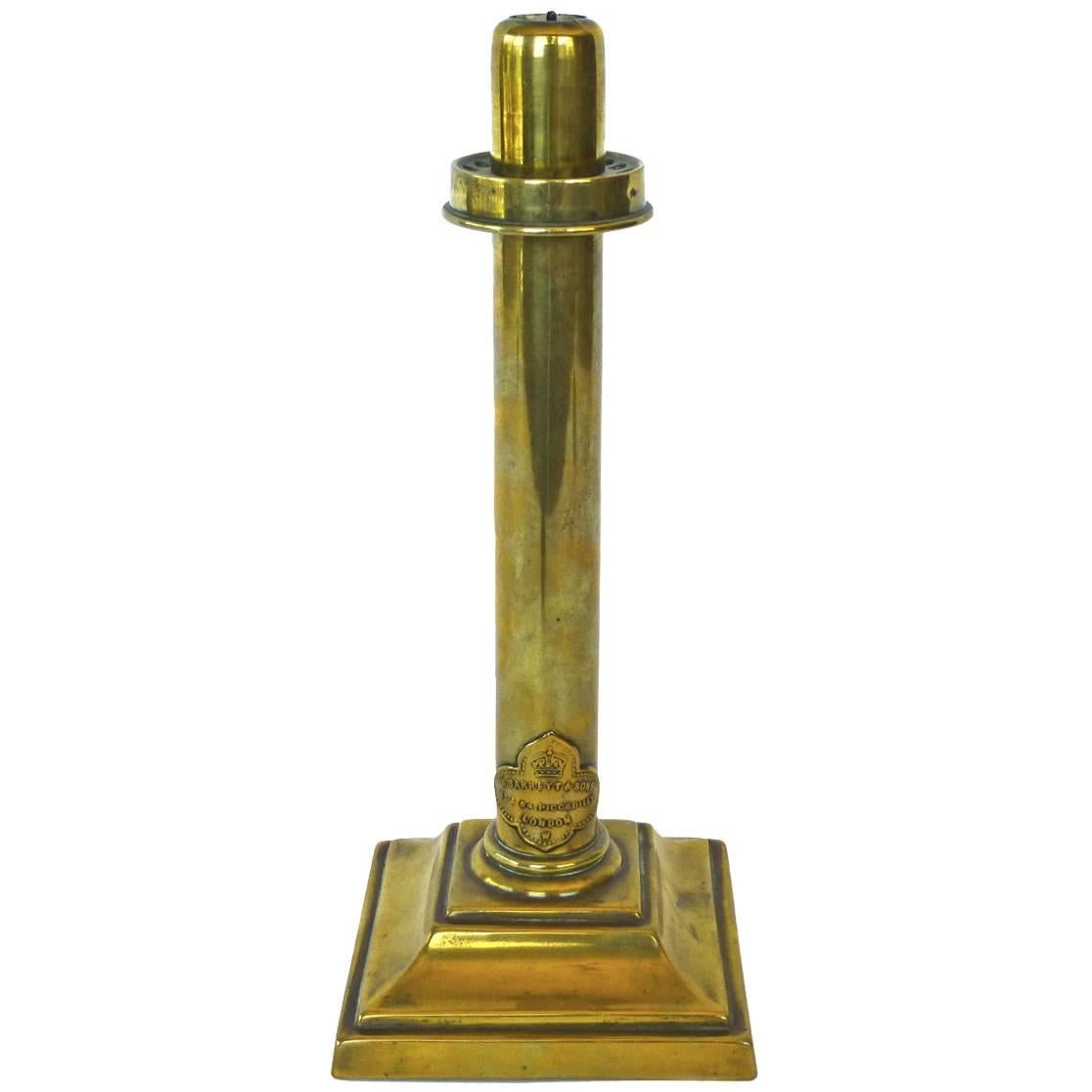 English Signed Brass Spring Loaded Candlestick, circa 1870 For Sale