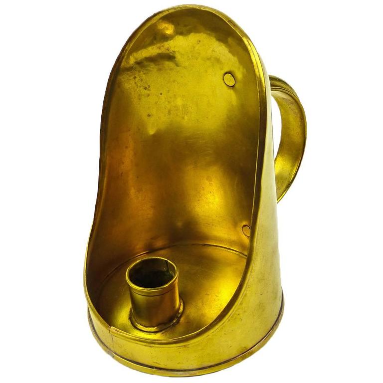 Rare Brass English Hooded Chamberstick, circa 1875 For Sale at 1stDibs