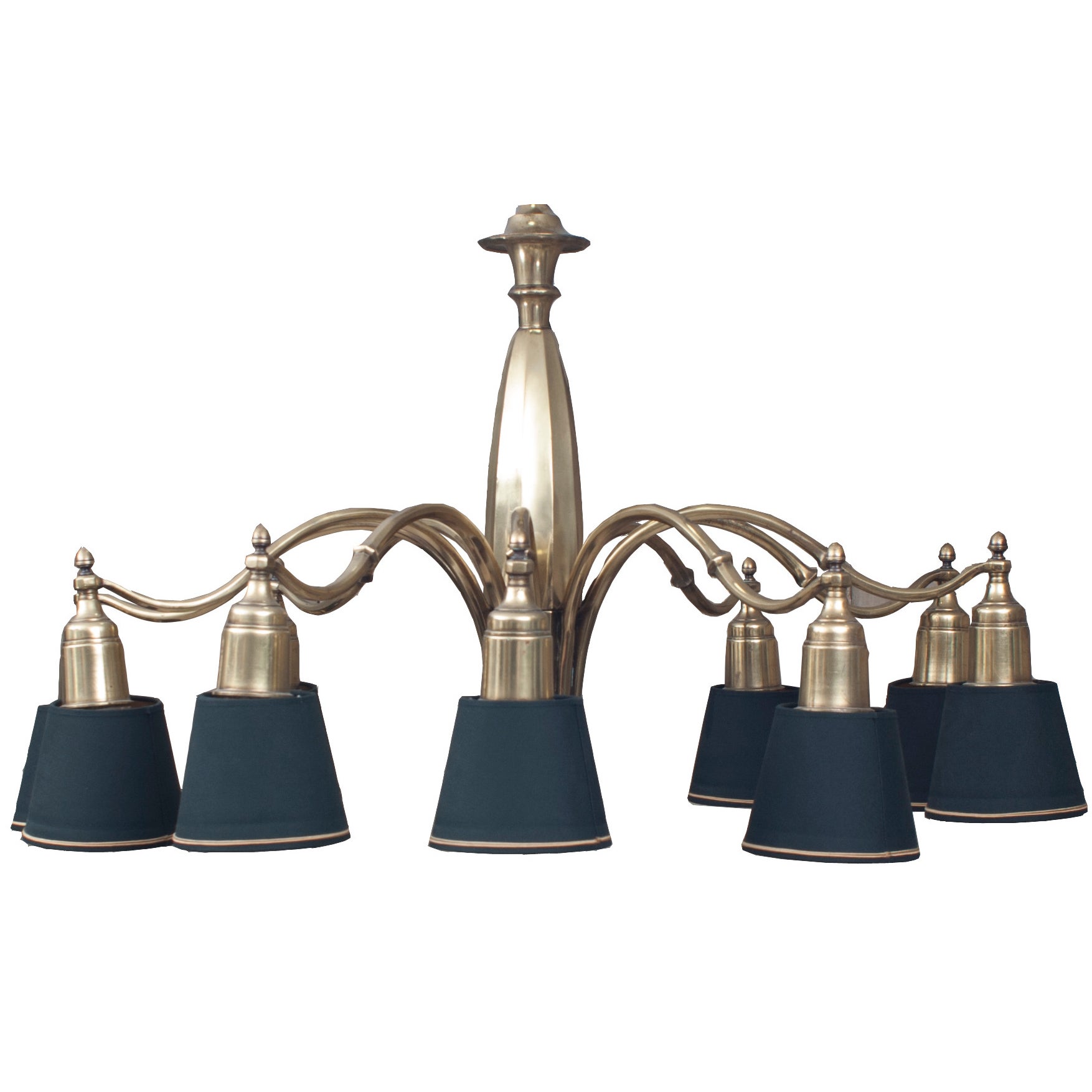 Six Light Chandelier with Bell Shaped Glass Shades at Destination Lighting Six Light Chandelier with Bell Shaped Glass Shades at Destination Lighting
