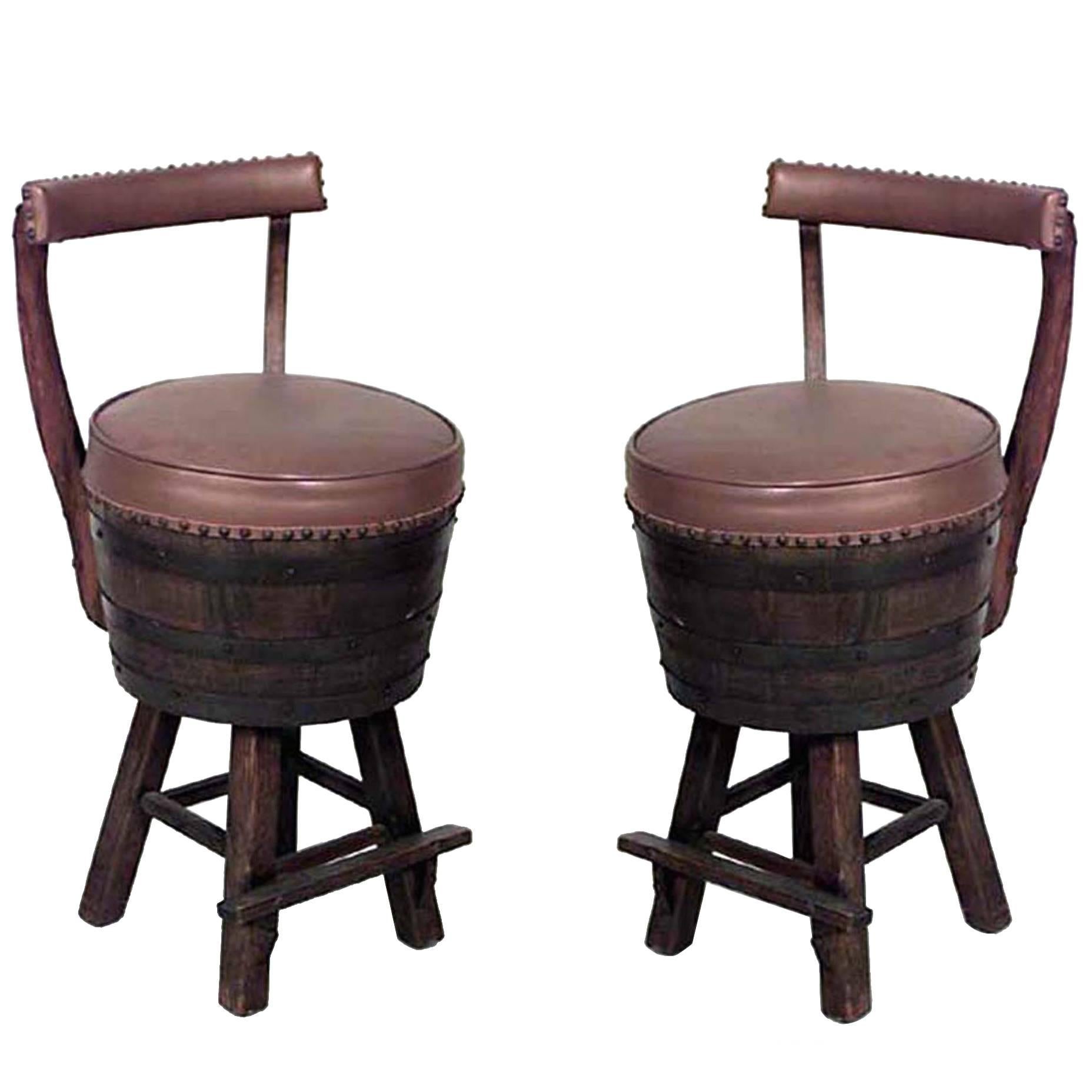 Pair of Rustic Old Hickory Oak Barrel Side Chairs For Sale