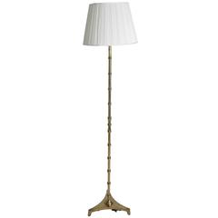 Jansen Style Bamboo Form Antique Brass Standing Lamp