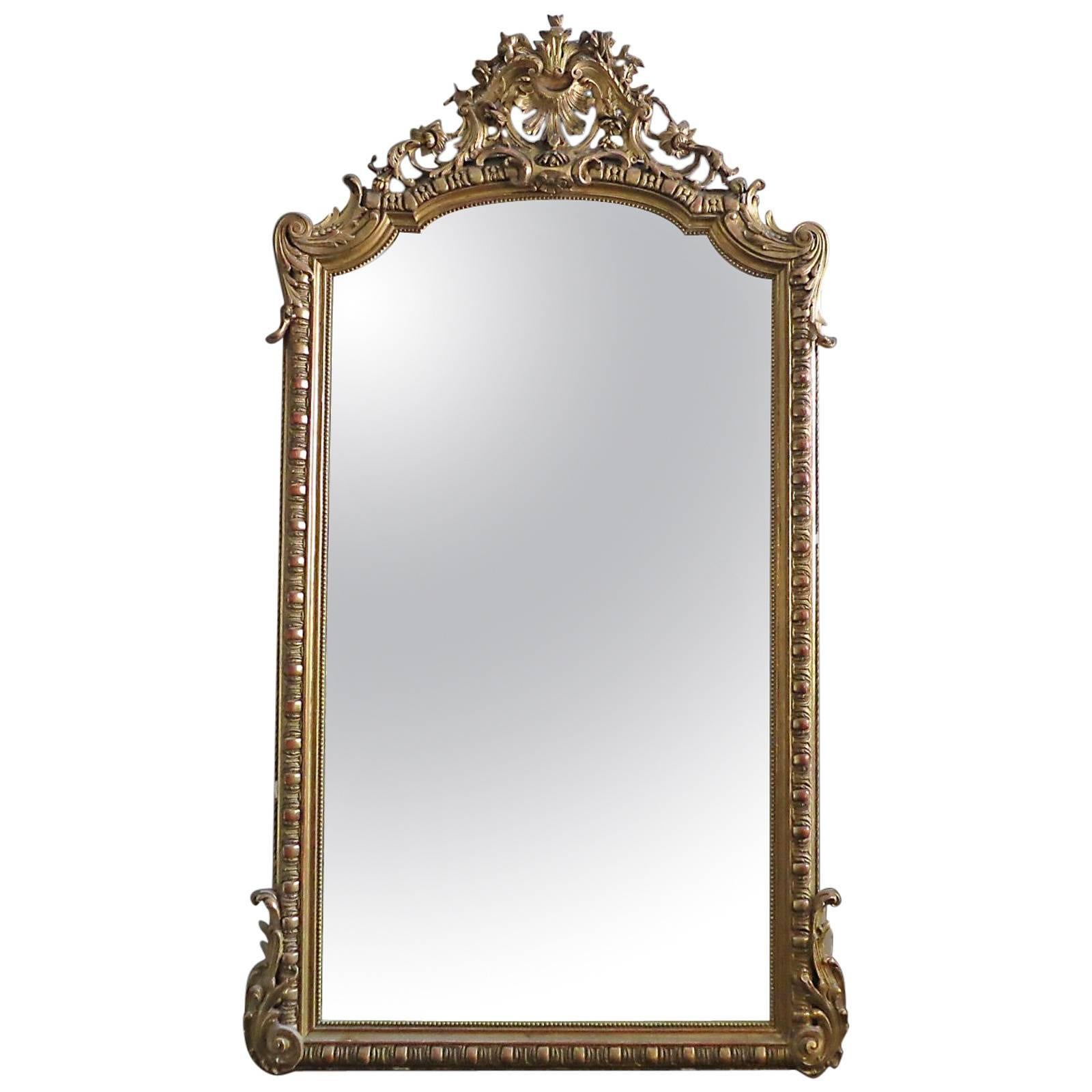 Large Antique French Gold Gilt Mirror