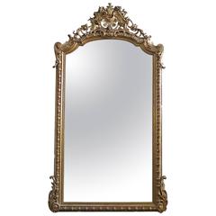 Large Antique French Gold Gilt Mirror