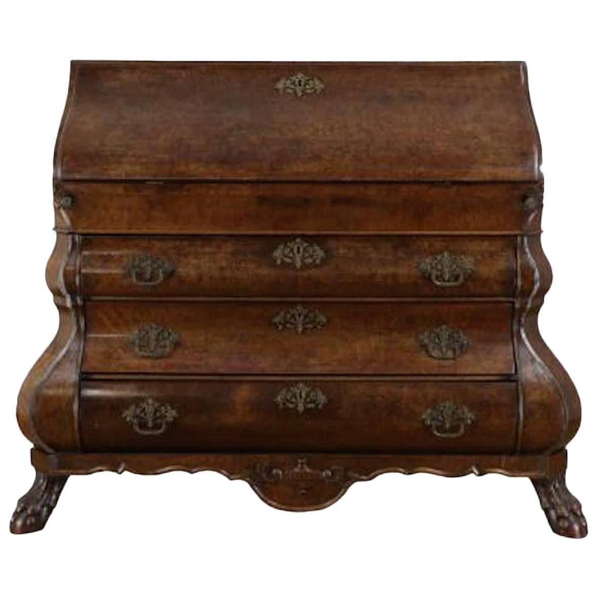 Late 18th Century Dutch Drop Front Desk in Burl Walnut For Sale