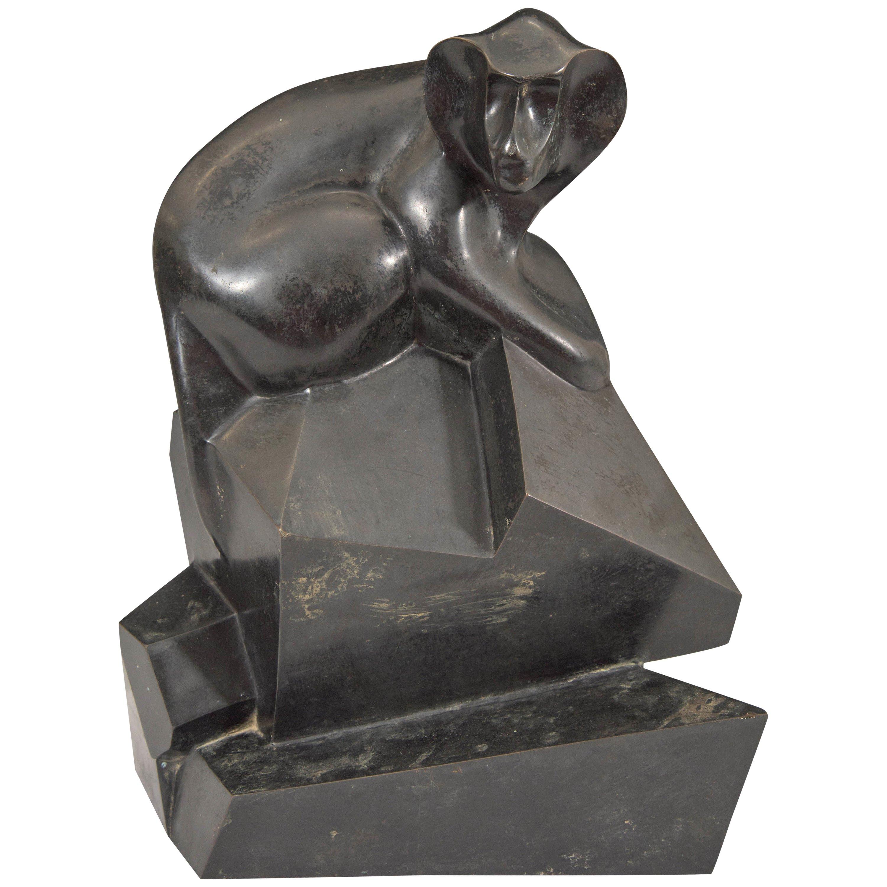 Roberto Estevez Sculptural Baboon in Bronze