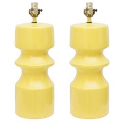 Pair of Vintage Yellow Ceramic Table Lamps 2