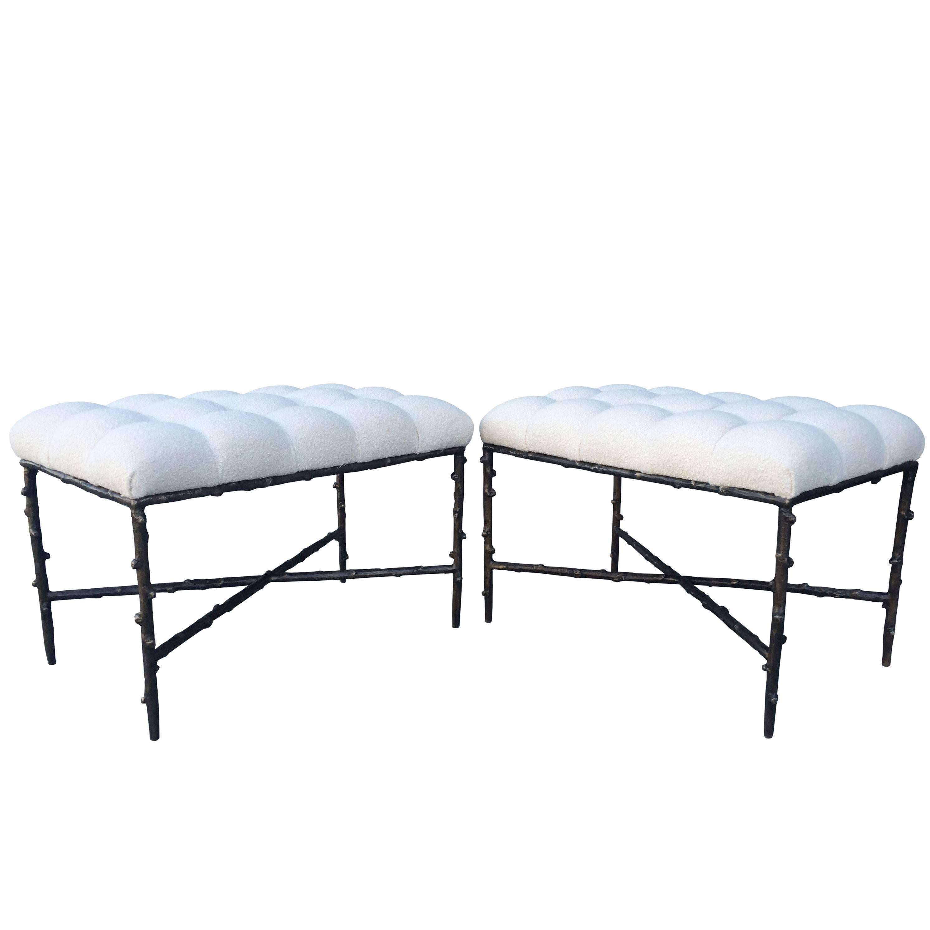 Solid Bronze Benches with Tufted Seats, Limited Edition of 200, Numbers 1 and 2 For Sale