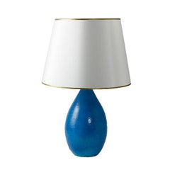 Blue Ceramic Lamp by Raoul Lachenal, circa 1930-1940
