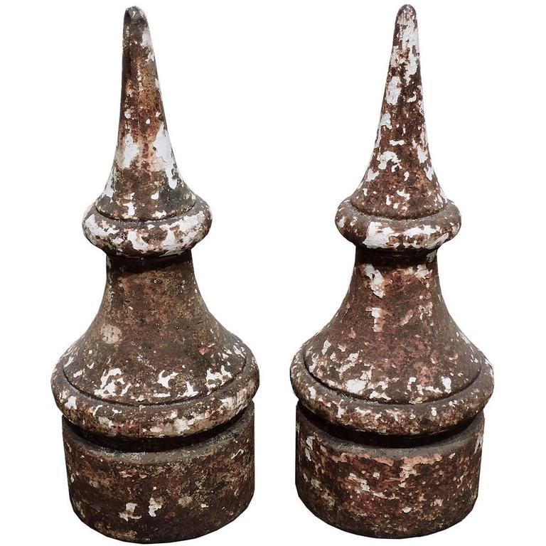 Pair of Antique Architectural Cast Iron Finials at 1stDibs