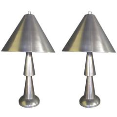 Pair of Cast Aluminum Lamps