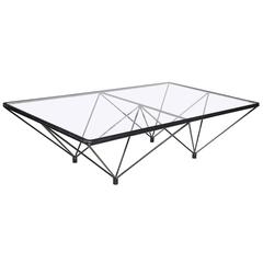 20th C. Black Steel & Glass Coffee Table, In the style of "Paolo Piva," "Alanda 2