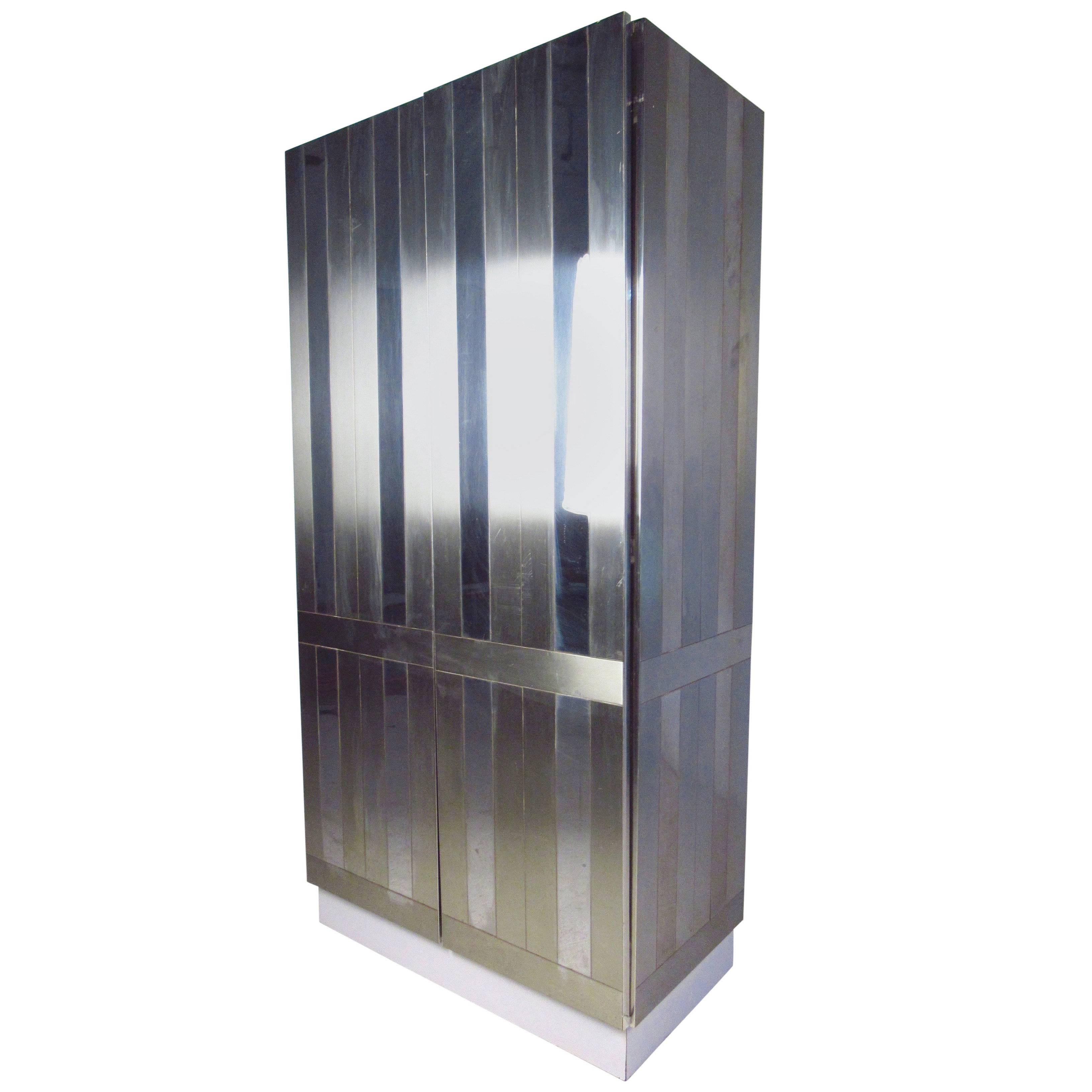 Paul Evans Style Chrome-Plated Wardrobe For Sale