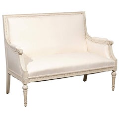 Antique Swedish Neoclassical Revival Two-Seat Carved and Painted Sofa, circa 1880