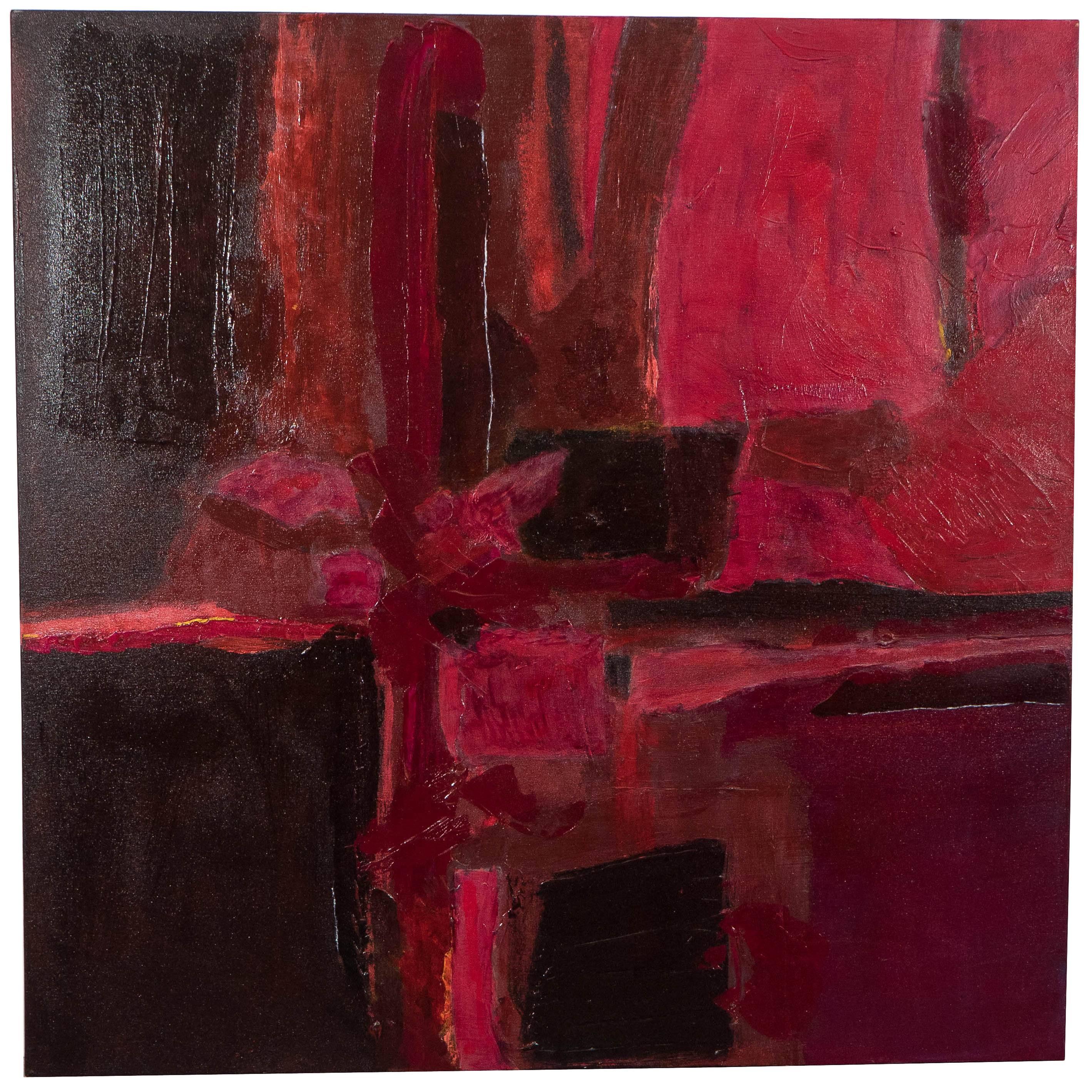 Abstract Expressionist Painting in Tones of Red