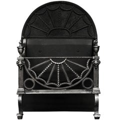 Polished Cast Iron Fireplace Grate with Rams Heads