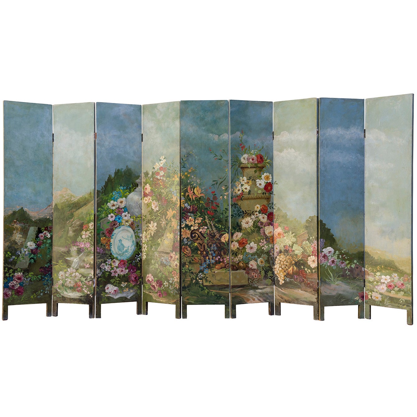 HAND PAINTED ITALIAN LEATHER SCREEN at 1stDibs