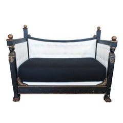 19th Century Italian Noir Empire Banquette