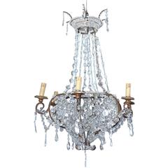 19th French Century Crystal Basket Chandelier