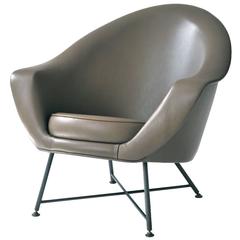 Petite French Leather Lounge Chair