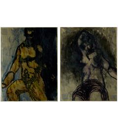 Pair of Male and Female Nude Studies
