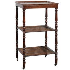 French Mid-19th Century Etagere or Trolley with Cane Shelves and Marble-Top