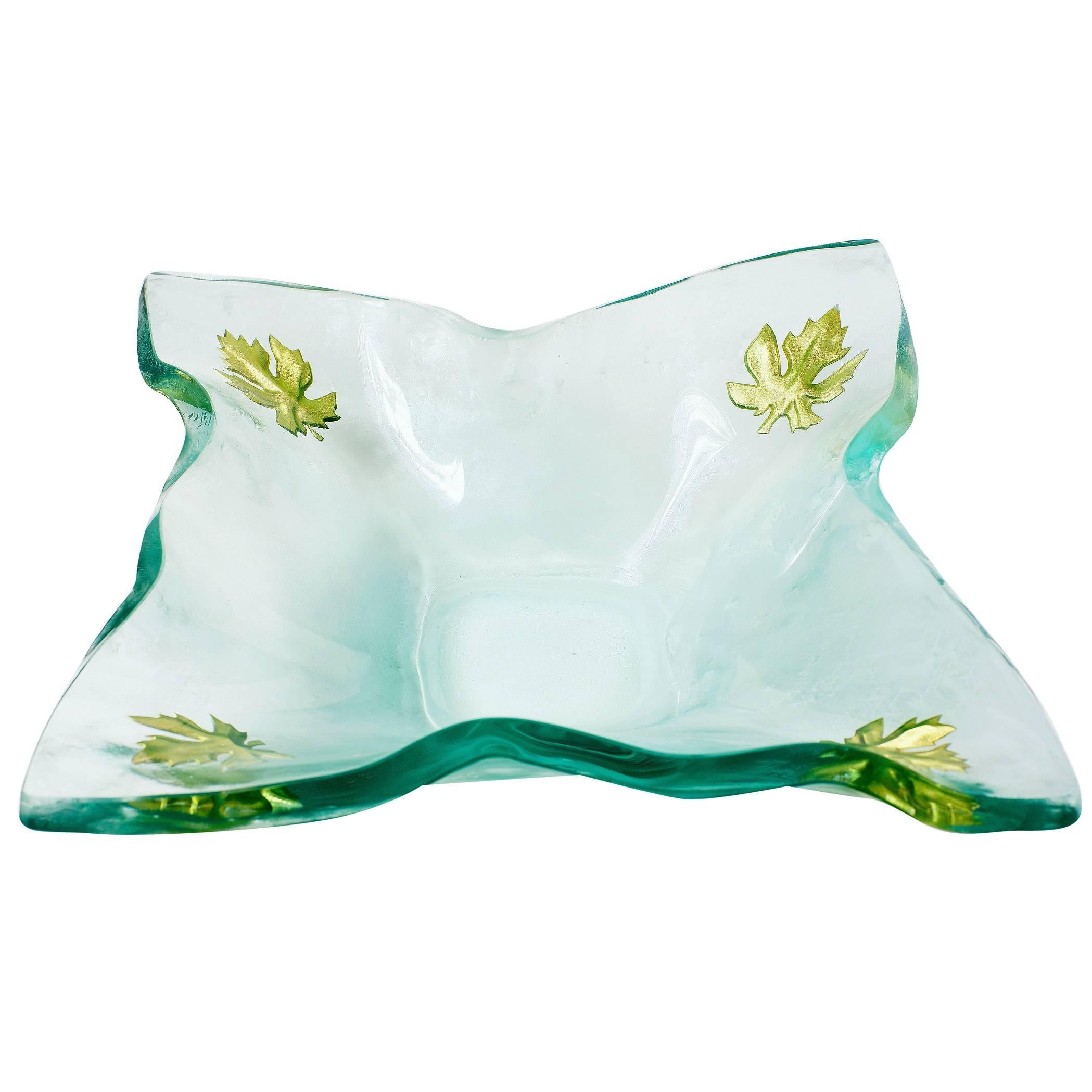 Kiln-Formed Gold Kerchief Art Glass Bowl