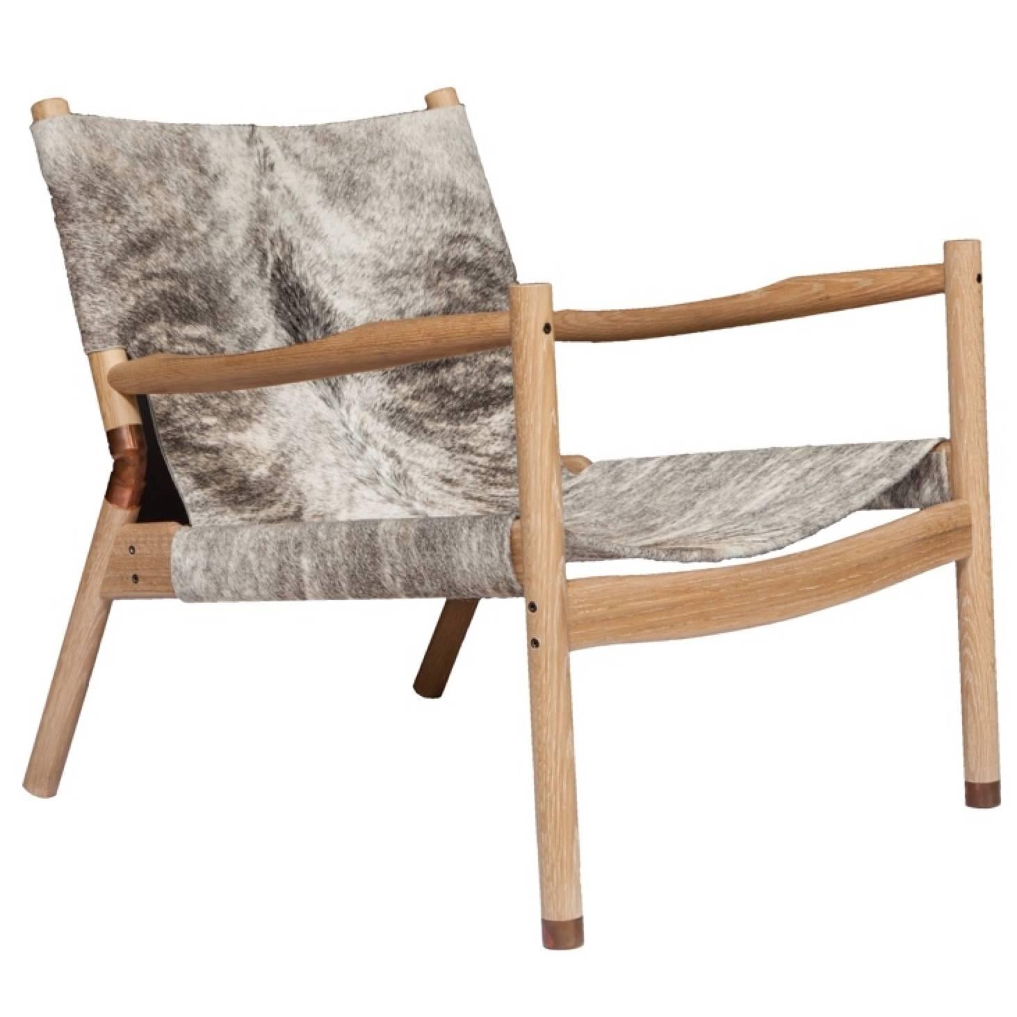 Erickson Aesthetics  Slung Brindle Oak Lounge Chair For Sale