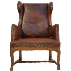 Baroque Wingback Chair in Leather