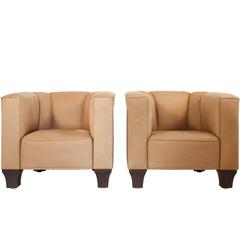 Pair of Leather Club Chairs by Josef Hoffmann