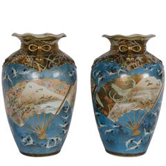 Pair 19th Century Kutani vases