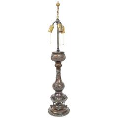 Antique Japanese Meiji Period Bronze Urn Lamp