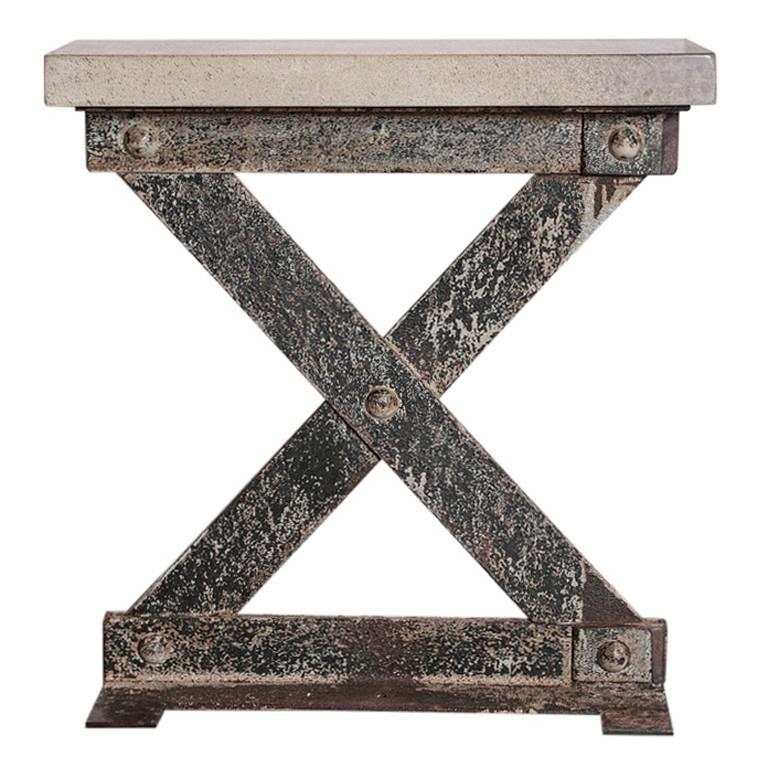 Industrial French "X" Side Tables