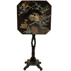 Antique 19th Century English Pearl Inlaid Papier Mâché Tilt-Top End Table