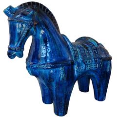 Large Bitossi's "Rimini-Blue" Horse Sculpture