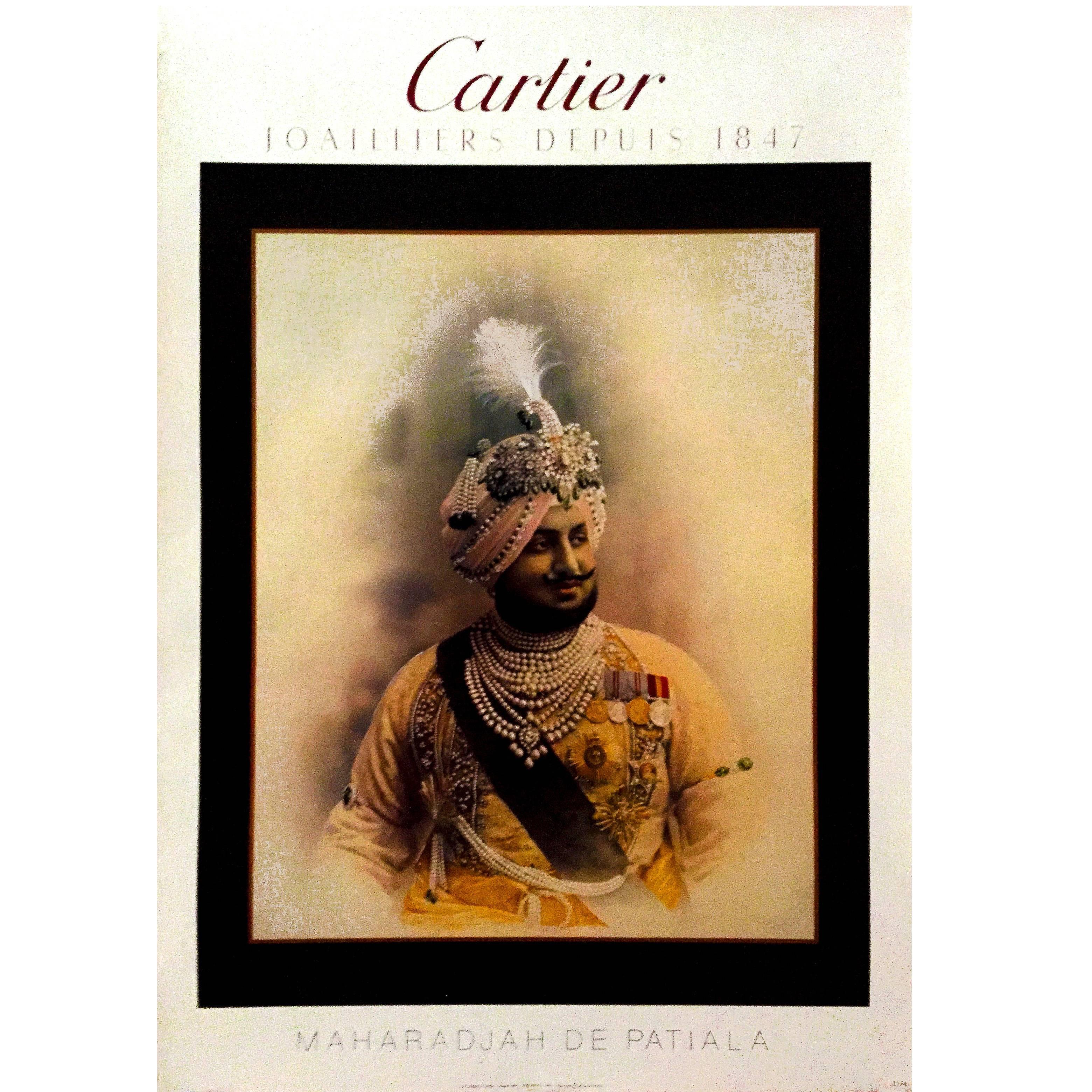 Modern Period French Cartier Maharajah de Patiala Original Poster, 1985 For Sale