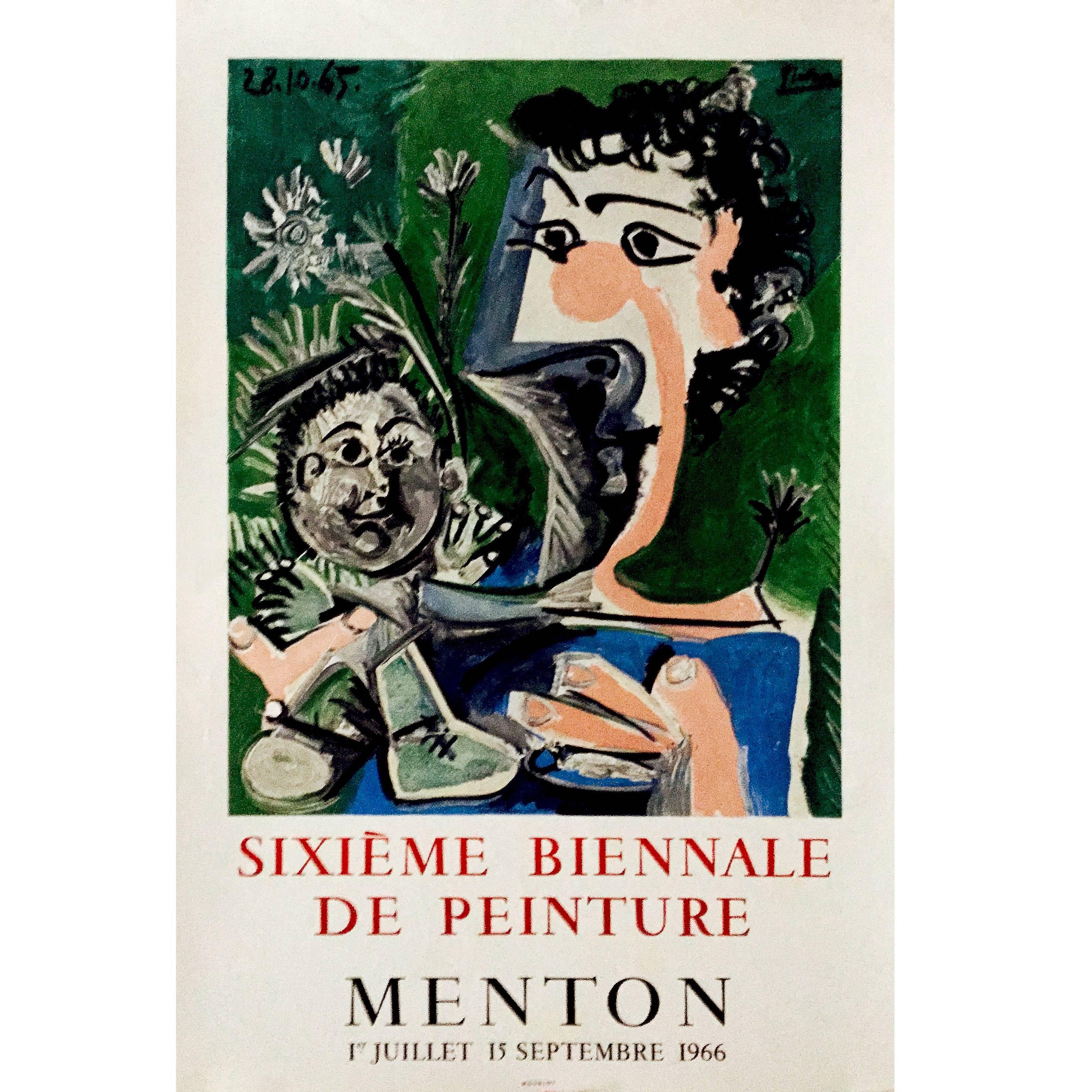 French Mourlot Exhibition Poster for a Picasso Exhibition, Menton, 1966