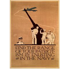 Antique American Government Navy Poster from World War I, 1918