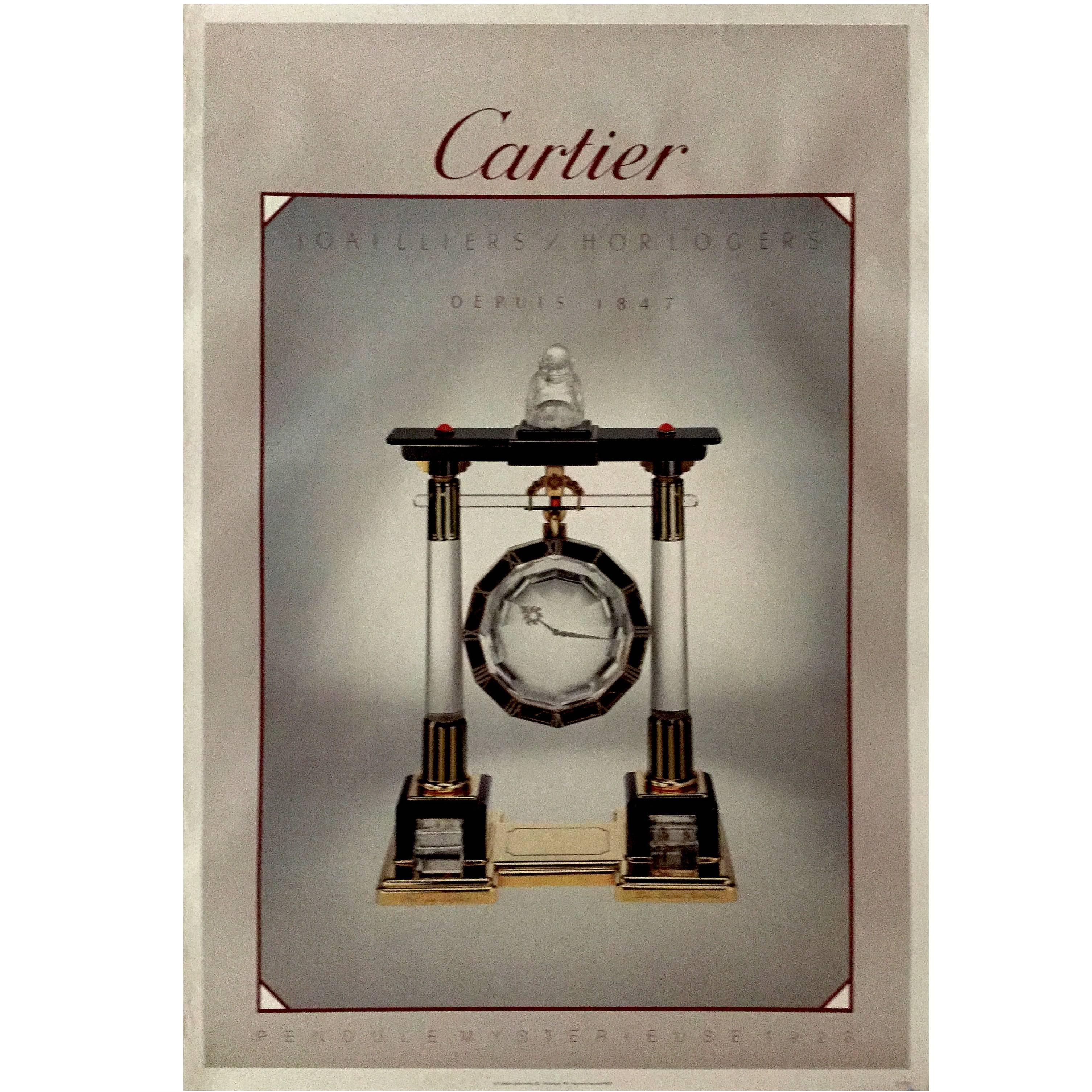 Modern Period French Original Cartier Pendulemysterieuse Poster, 1985 For Sale