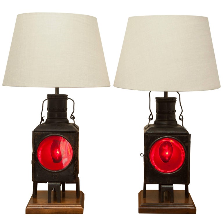 Antique Train Lantern Lamp For Sale at 1stDibs