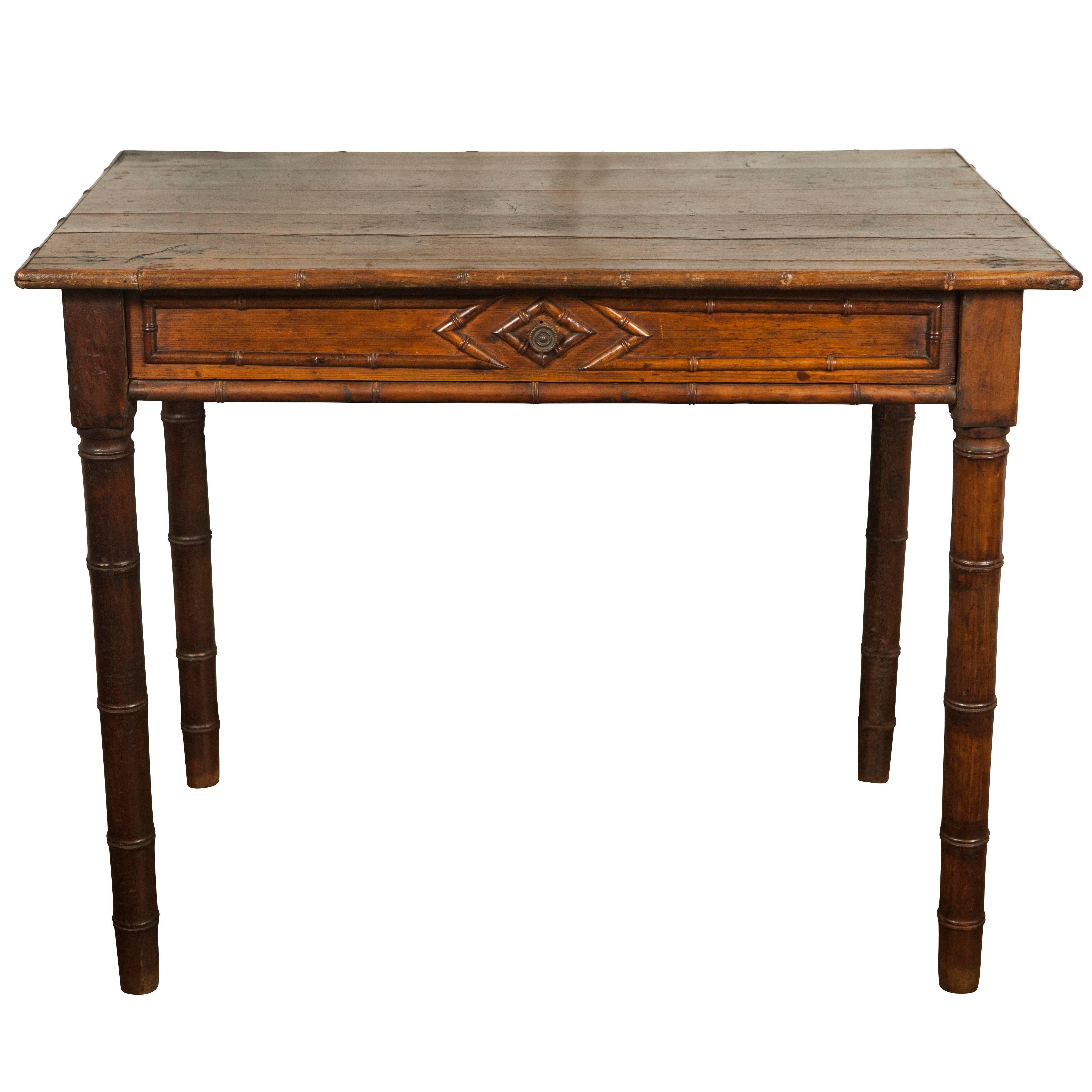 19th Century French Faux Bamboo Writing Table
