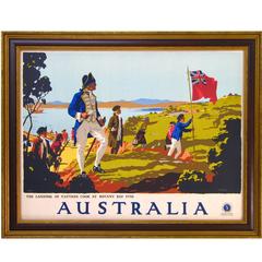 "Australia the Landing of Captain Cook at Botany Bay" Vintage Poster, circa 1930