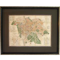 Antique 1891 Pocket Map of Rome