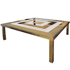 A mirrored top coffee table