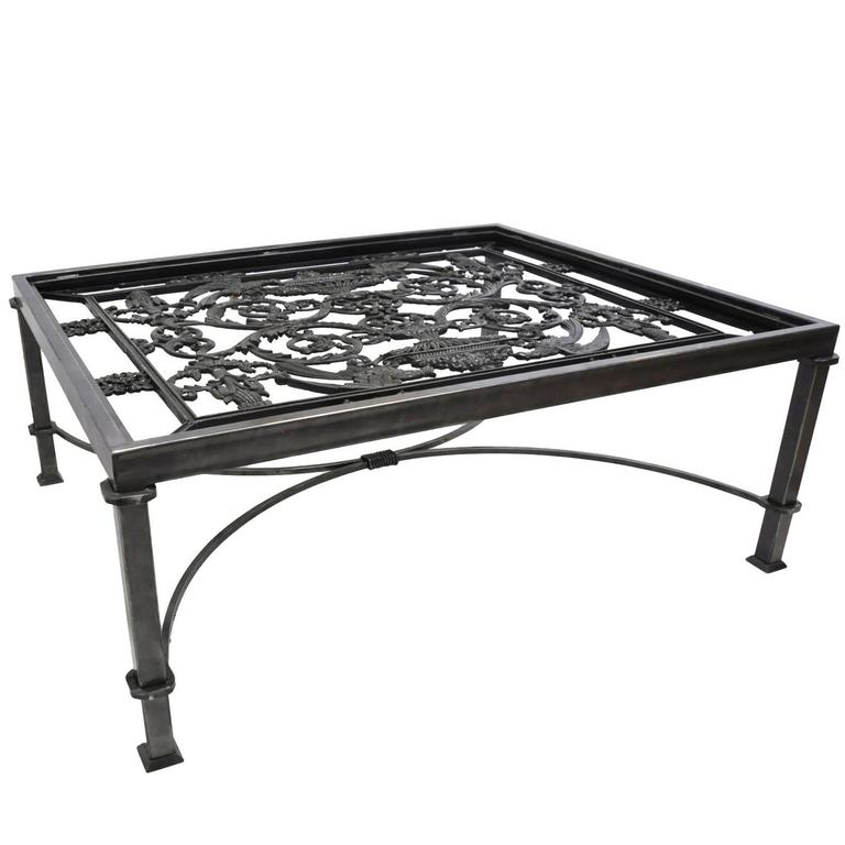 Polished Iron Coffee Table Base Made With 19th Century