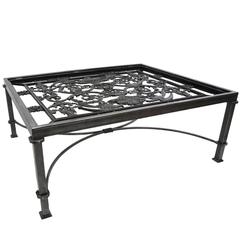 Polished Iron Coffee Table Base Made with 19th Century French Gates