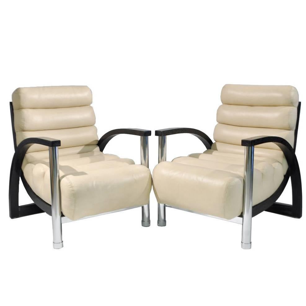 Pair of Jay Spectre Crescent Lounge Chairs